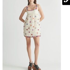 Antipodean Crochet Floral Embellished Dress - Cream Multicolor